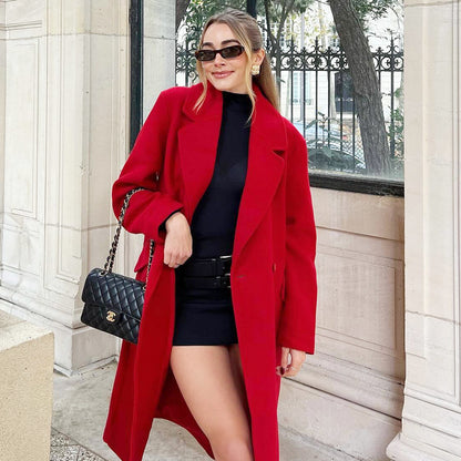 "Éclat de Noël" Manteau Rouge Élegant