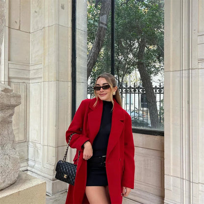 "Éclat de Noël" Manteau Rouge Élegant